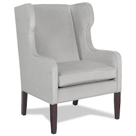 Traditional Wing Back Chair with Exposed Wood Block Legs